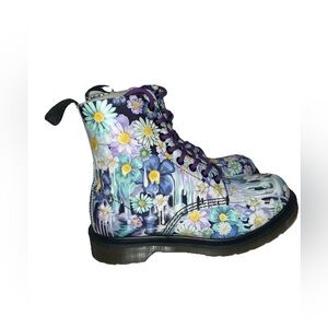 Dr Martens Paint Slick 1460 Pascal Floral Drip Boots US Women’s 7L Purple Lace
